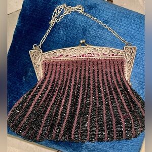 Antique Clamshell 1920s Flapper Beaded Bag